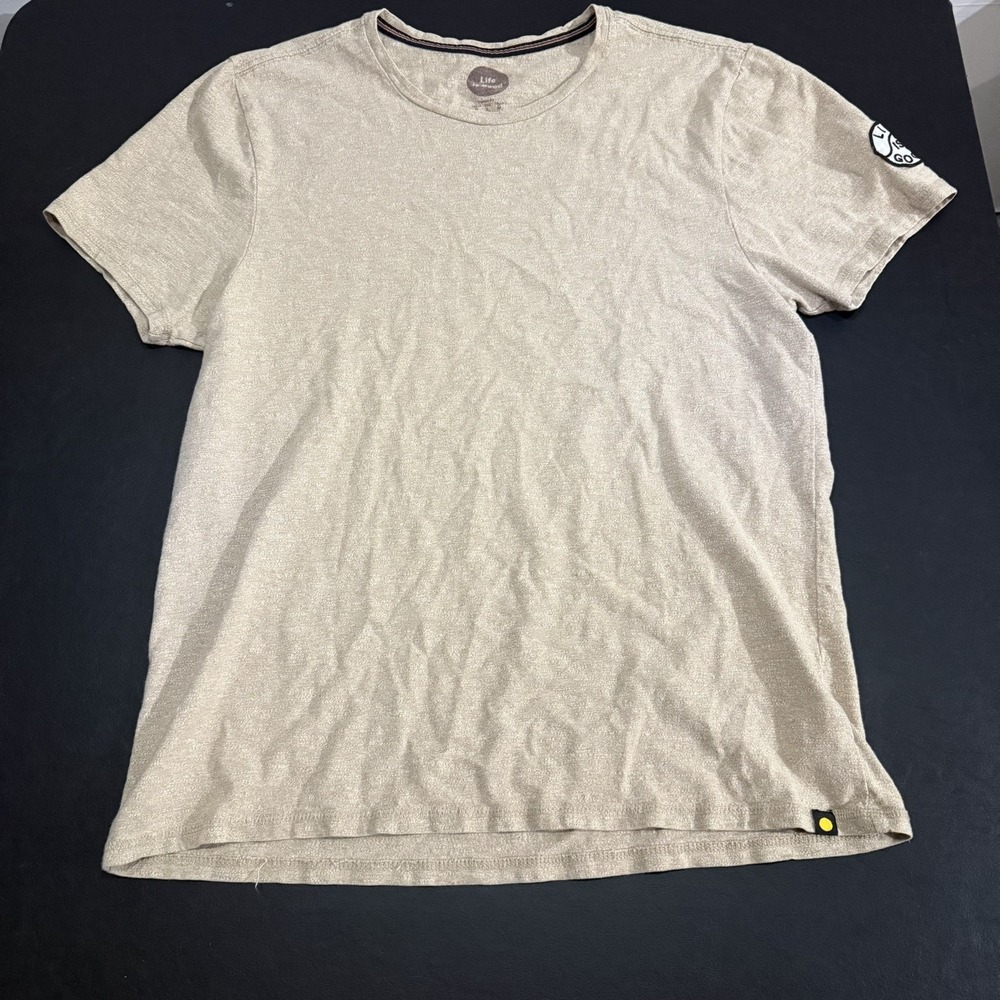 Vintage Life Is Good Shirt Mens L Tan Short Sleeve Crewneck Tee